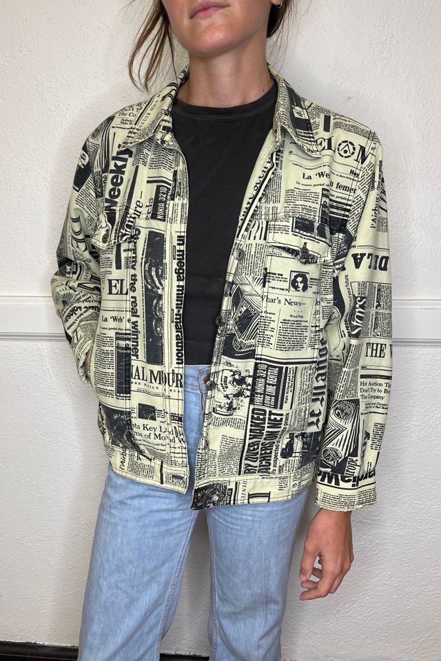 Y2k Newspaper Print Jacket Selected by Wax Plant | Free People