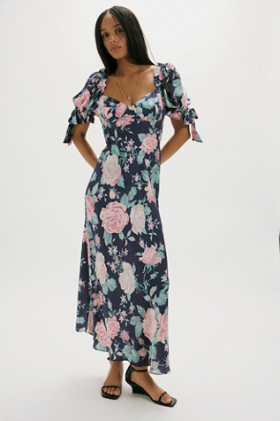 Selkie The Poet Printed Slip Dress at Free People in Blue, Size: XS