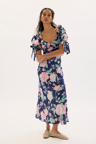 Selkie The Poet Printed Slip Dress at Free People in Blue, Size: S