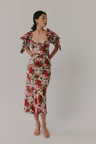 Selkie The Poet Printed Slip Dress at Free People in Red, Size: M