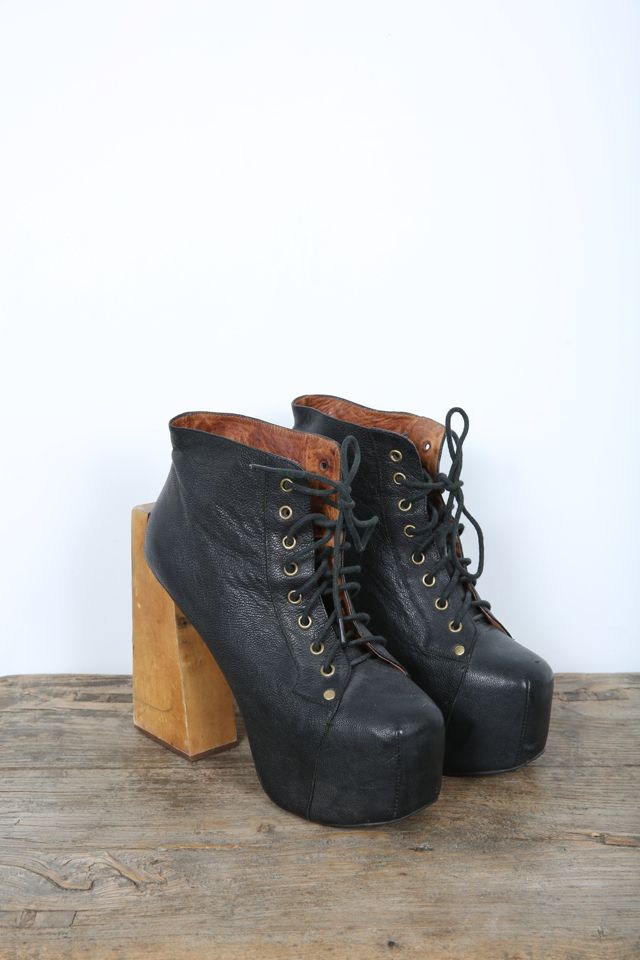 Black Platforms with Funky Wood Heels Selected by Love Rocks Vintage Free People