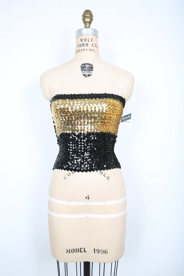 Vintage Black & Gold Sequin Tube Top Selected by Love Rocks Vintage | Free  People