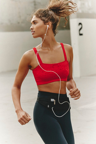 Happiness Runs Floral Bandeau Sports Bra by FP Movement at Free People, Victory Red, M/L