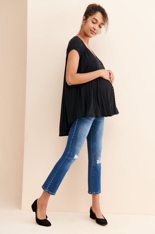 Seven7 Maternity Distressed Cropped Flare Jeans #3