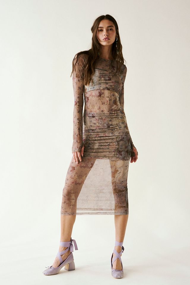 Saemdi Long-Sleeve Layered Mesh Dress #3