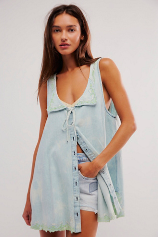 Zina Denim Tunic at Free People in Fresh Air Combo, Size: Medium