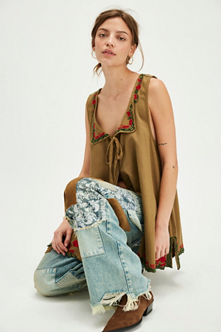 Zina Denim Tunic at Free People in Weeping Willow Combo, Size: Medium