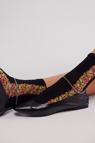 Garden Brunch Crew Socks at Free People in Black