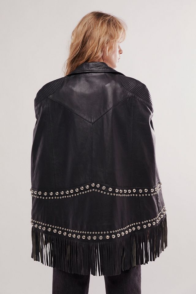 Understated Leather Moto Poncho #3