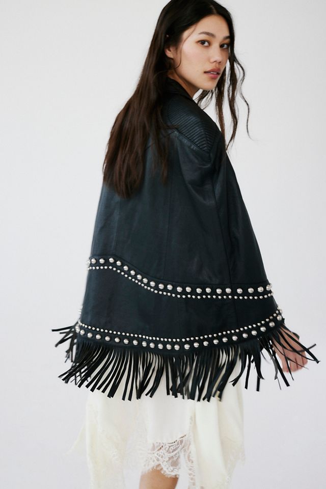 Understated Leather Moto Poncho #1