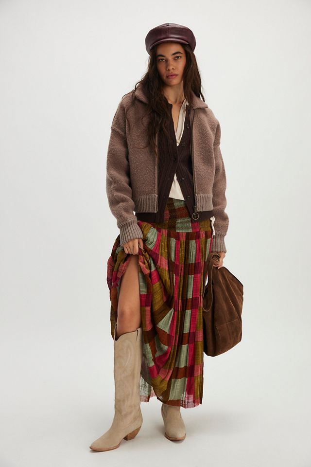 Free people plaid maxi fashion skirt