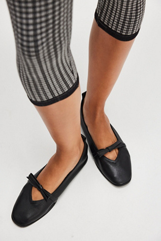 Mania Bow Flats by FP Collection at Free People in Black Leather, Size: US 8