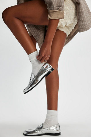 Blanket Stitch Loafers by FP Collection at Free People in Metallic, Size: US 7.5