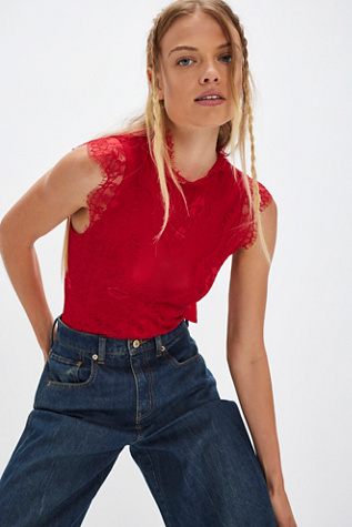 Sweet Nothings Bodysuit by Intimately at Free People in Tango Red, Size: Medium