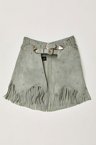 Understated Leather Paris Texas Skirt Belt at Free People in Smoke, Size: Small