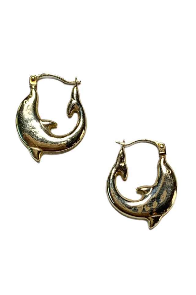 Gold dolphin sale hoop earrings