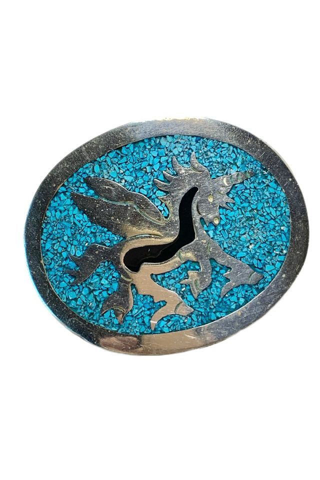 Vintage 1970s Unicorn Belt Buckle with Enamel Selected by  display picture 2