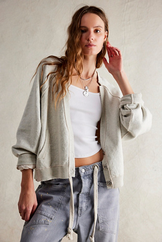 We The Free Midnight Cardi at Free People in Heather Grey Combo, Size: Large