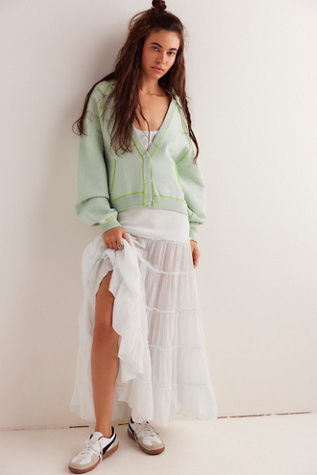 We The Free Midnight Cardi at Free People in Aloe Lime Combo, Size: XS