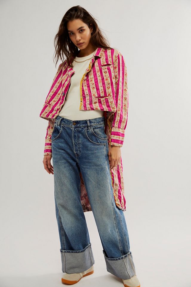 Free people store pearl jean jacket