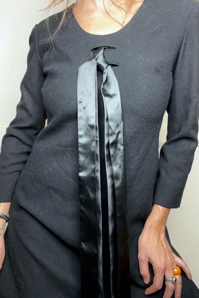 1960s French Black Wool Holiday Cocktail Dress Selected by Cherry #1
