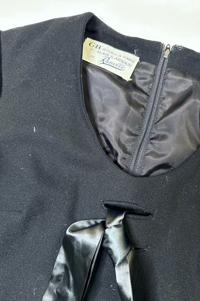 1960s French Black Wool Holiday Cocktail Dress Selected by Cherry #3