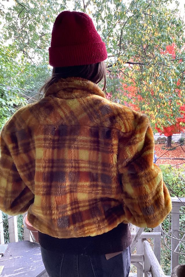 1970s Fuzzy Yellow Plaid Jacket Selected by Cherry #2