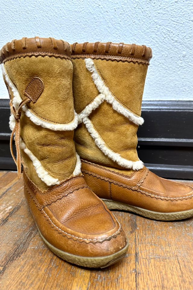 1980s Shearling Patchwork Leather Boots Selected by Cherry #1