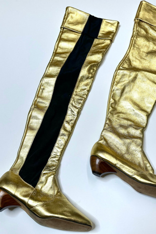 ミドルブーツ GOLDEN  Women Boots GWF00545 F00488 90100 Amazon.com | Elbslutt Women's Metallic Thigh High Boots