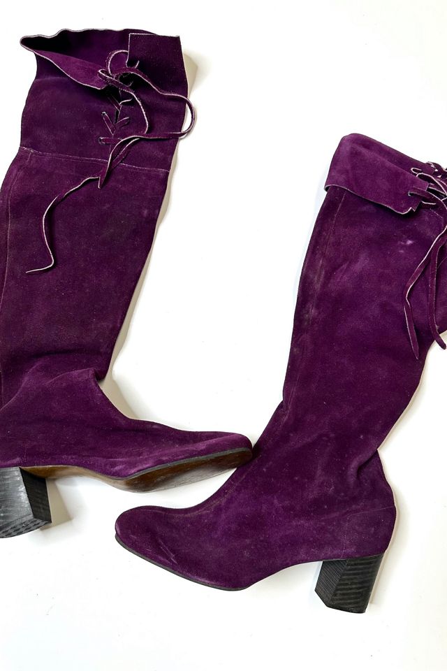 1960s Purple Suede Knee High Boots Selected by Cherry Free People