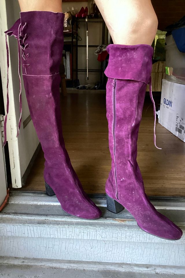 1960s Purple Suede Knee High Boots Selected by Cherry