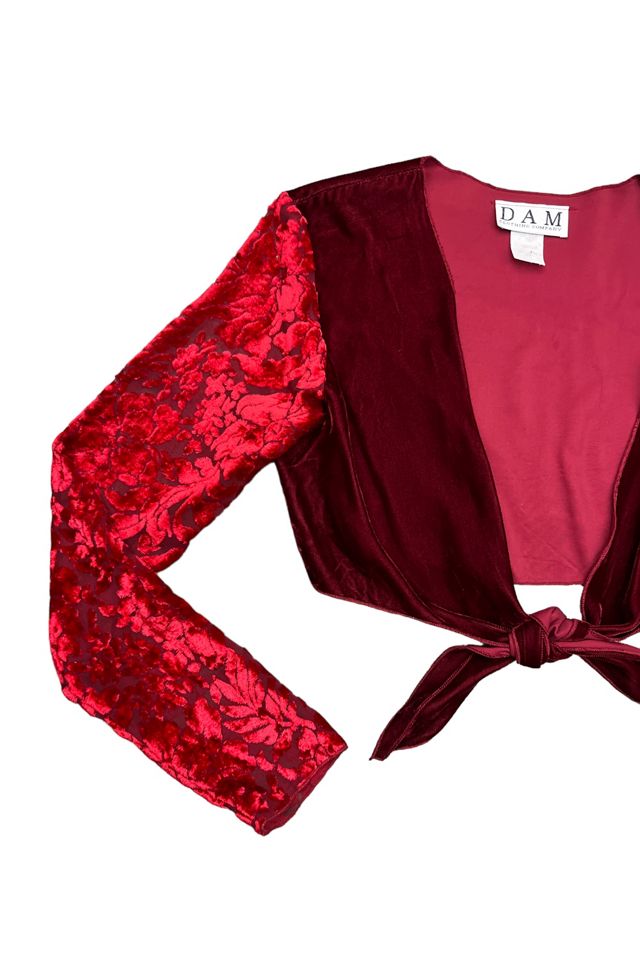 Vintage 1990s Red Burn Out Velvet Tie Top Selected by BusyLady Baca & The Goods #1