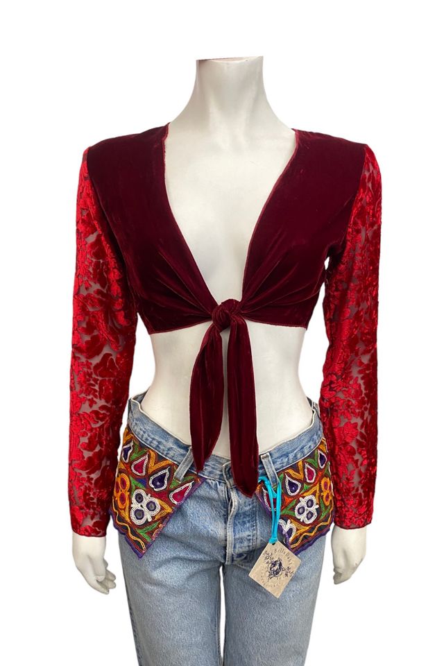 Vintage 1990s Red Burn Out Velvet Tie Top Selected by BusyLady Baca & The Goods #2