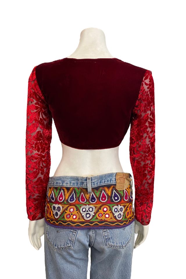 Vintage 1990s Red Burn Out Velvet Tie Top Selected by BusyLady Baca & The Goods #3