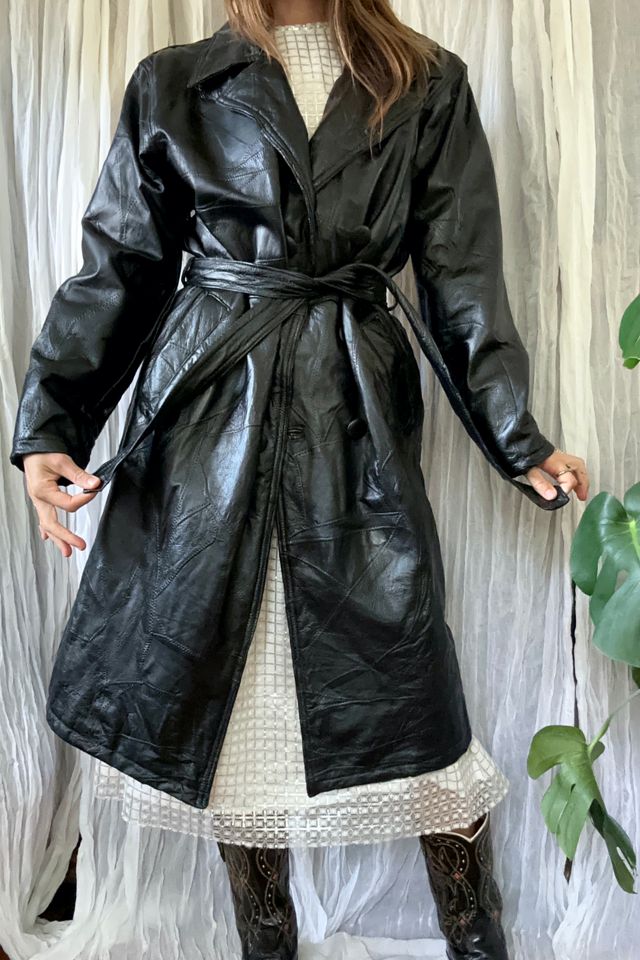 Vintage leather outlet trench coat