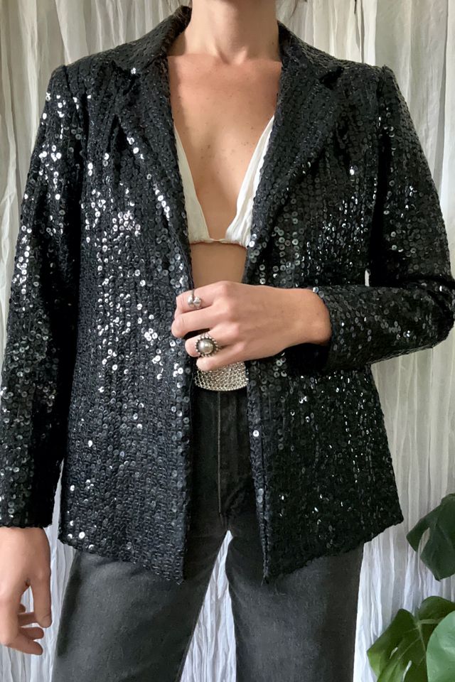 Ladies black sequin clearance blazer