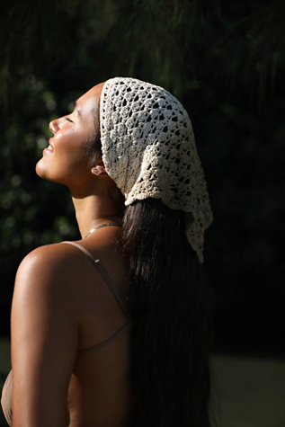 Kelley Crochet Hair Scarf by NamJosh at Free People in Ivory