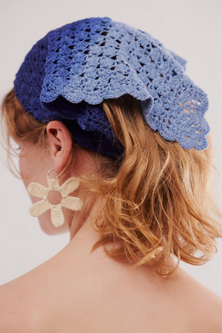 Kelley Crochet Hair Scarf by NamJosh at Free People in Navy Ombre