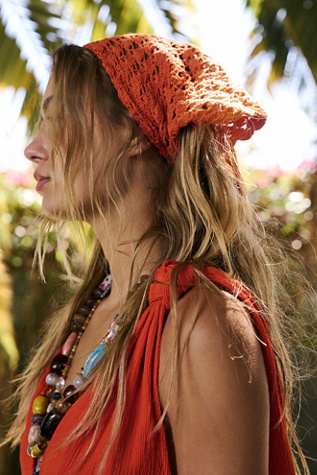 Kelley Crochet Hair Scarf by NamJosh at Free People in Orange