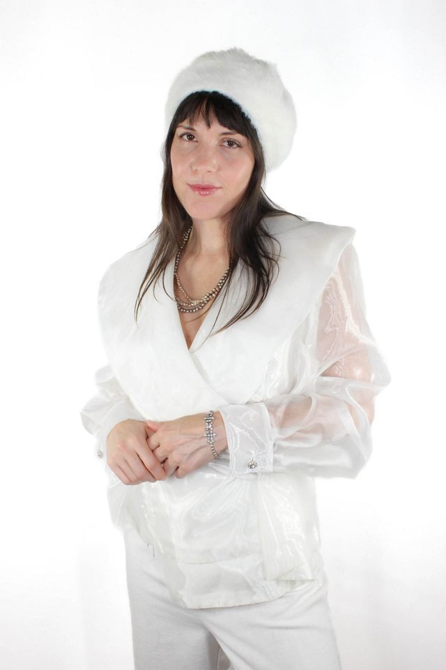 1980s White Sheer Chiffon Balloon Sleeve Blouse Selected By Moons + Junes Vintage #1