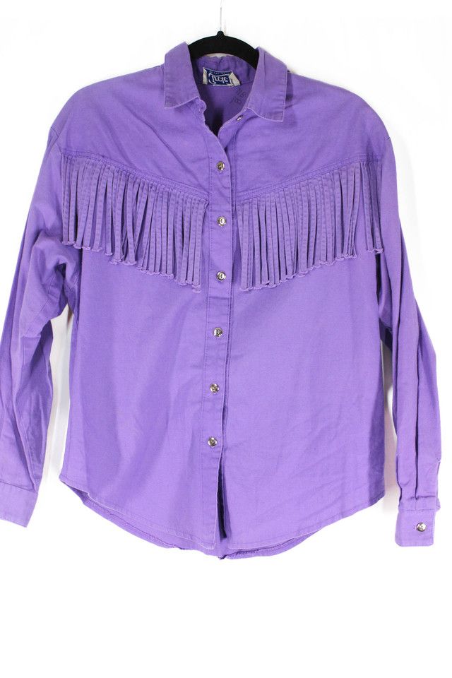 1980s Purple Western Fringe Button Up Selected By Moons + Junes Vintage #3
