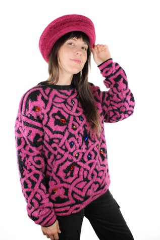 1980s Midnight Blues Rhinestone Sweater Selected By Moons + Junes Vintage