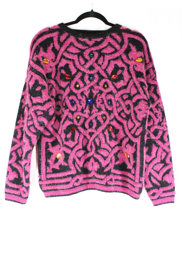 1980s Midnight Blues Rhinestone Sweater Selected By Moons + Junes Vintage #3