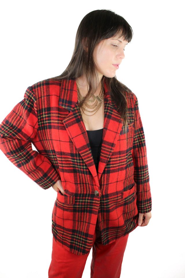 Red plaid wool jacket online