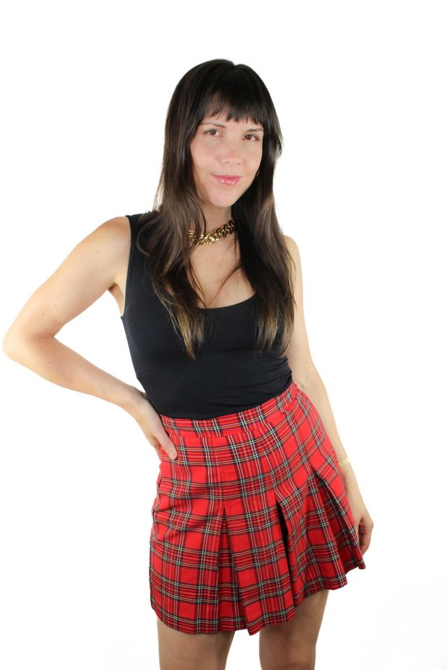 CHECKED PLEATED SKORT