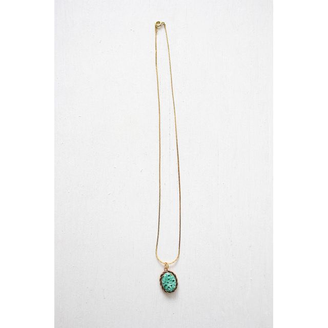 Vintage Jade Peking Glass Pendant Gold Necklace Selected By Moons + Junes Vintage #1