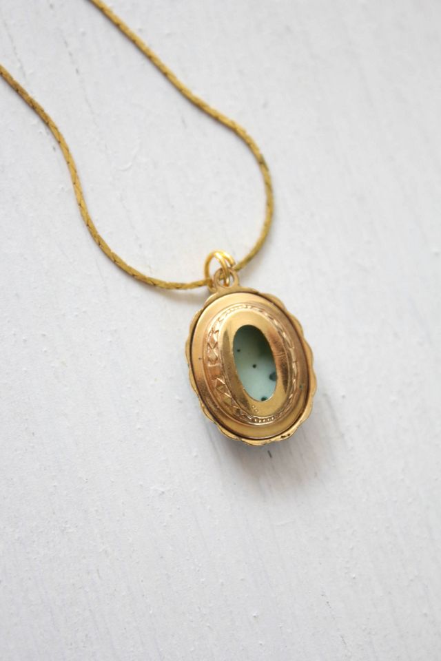 Vintage Jade Peking Glass Pendant Gold Necklace Selected By Moons + Junes Vintage #3