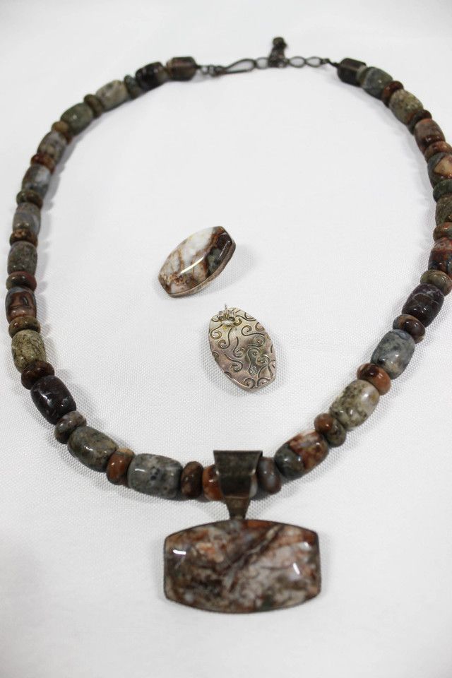 1970s Ocean Jasper Necklace + Earring Set Selected By Moons + Junes Vintage #2