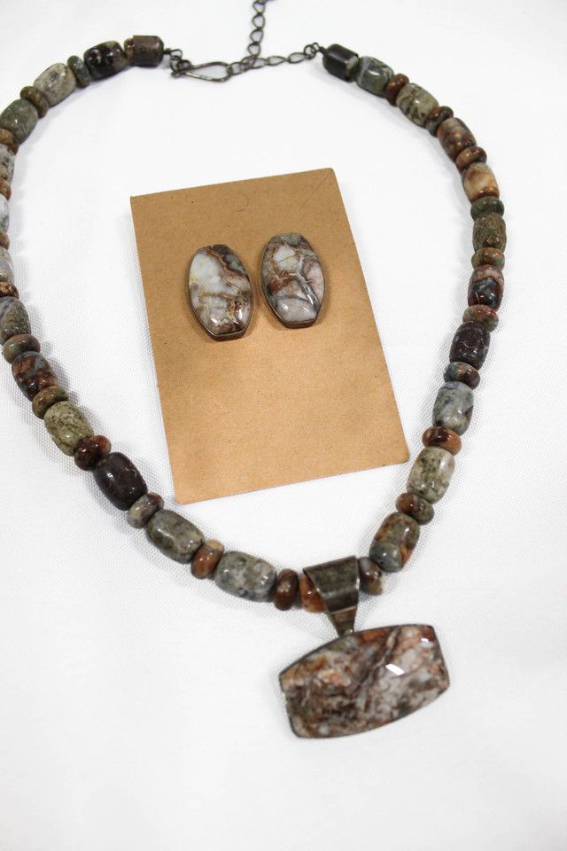 1970s Ocean Jasper Necklace + Earring Set Selected By Moons + Junes Vintage #3