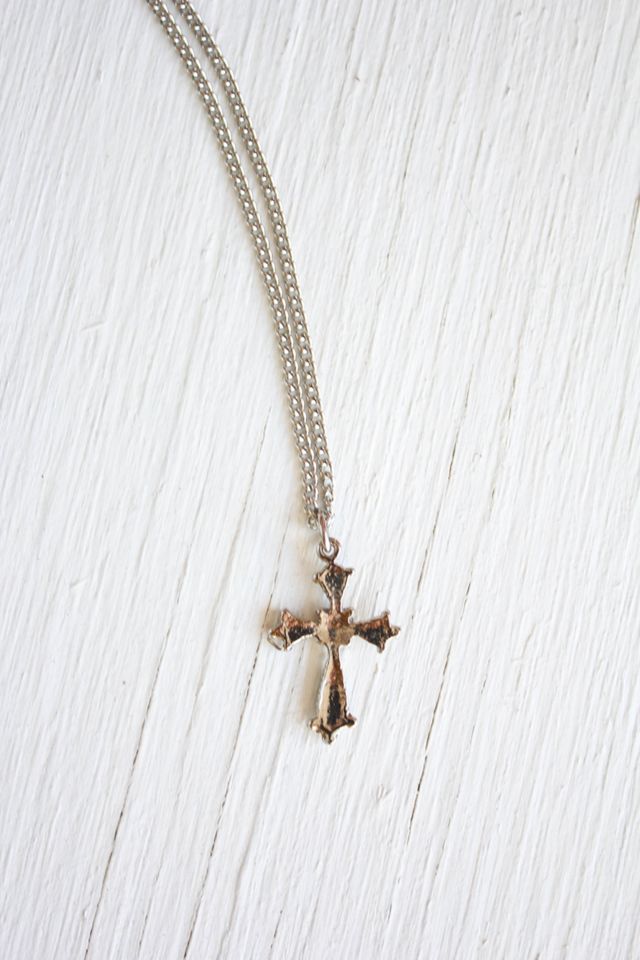 Vintage Turquoise Cross Silvler Pendant Necklace Selected By Moons + Junes Vintage #3